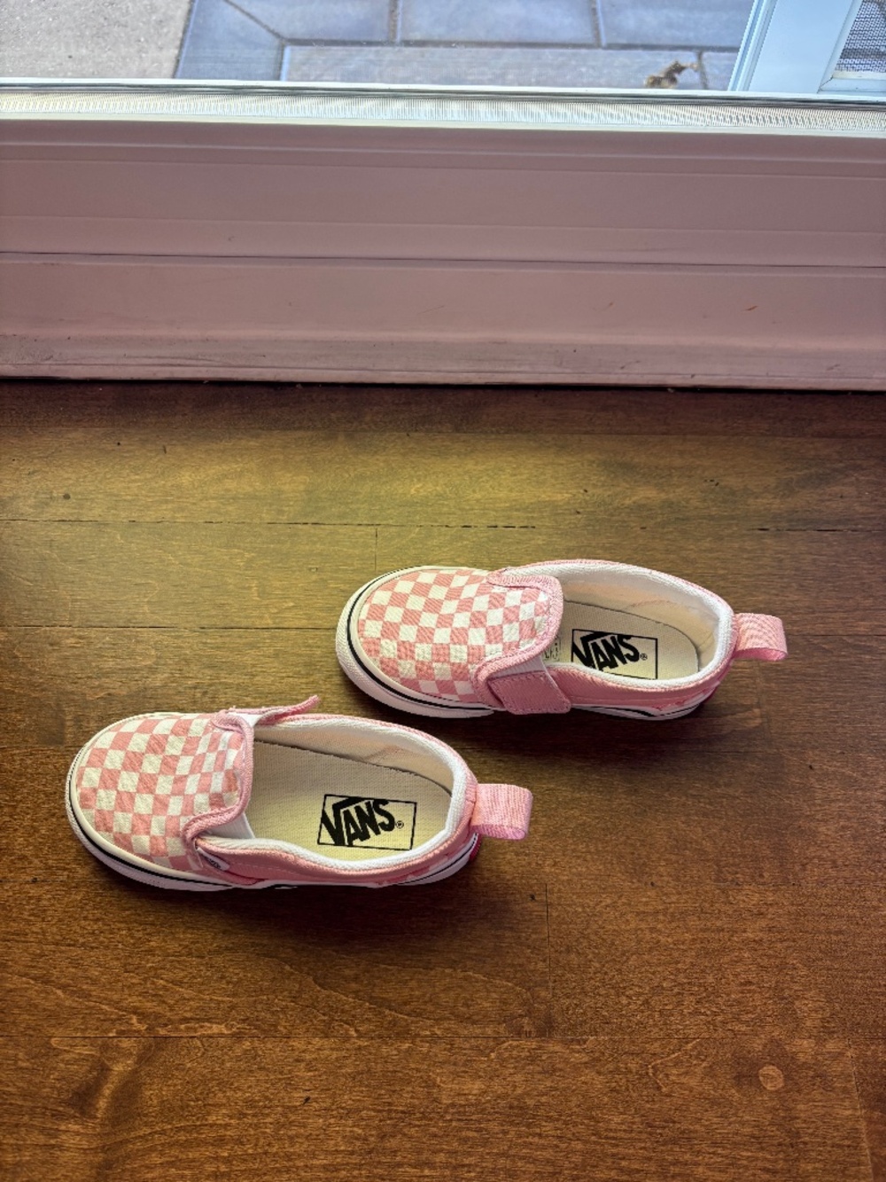 Vans pink checkered shoes toddler size 8